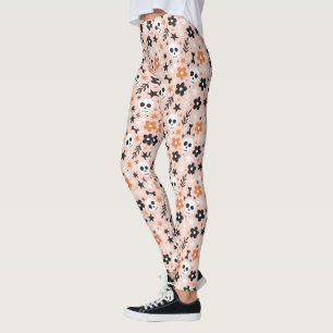 Flower Skull Pattern Leggings
