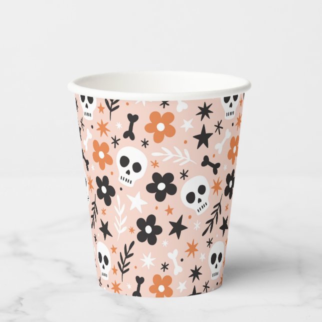 Flower Skull Pattern Paper Cups (Front)