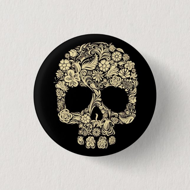 Flower Skull Round Button (Front)