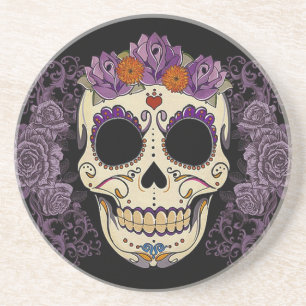 Flower Skull Sandstone Coaster