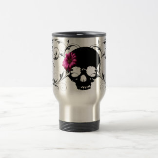 flower skull travel mug