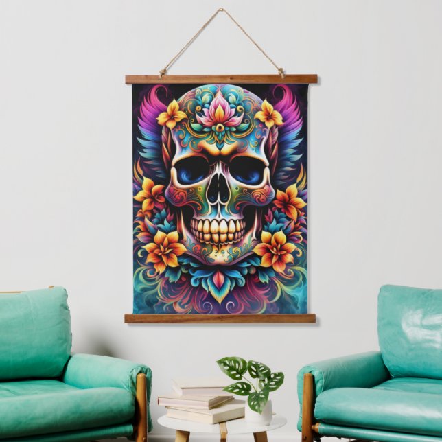 Flower Skull Wall Tapestry (Living Room)