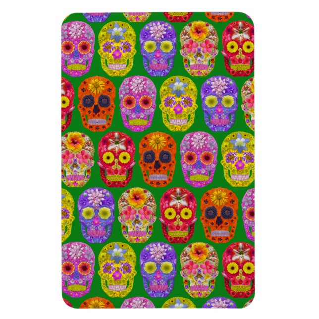 Flower Skulls Seamless Pattern 2018 Magnet (Vertical)