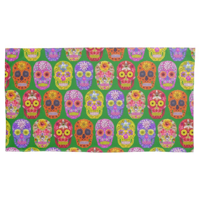 Flower Skulls Seamless Pattern 2018 Pillowcase (Front-Left)