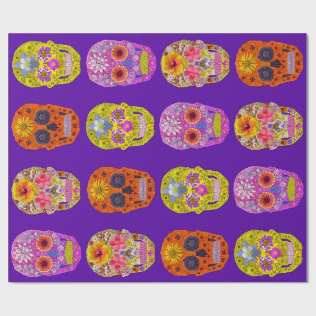Flower Skulls Wrapping Paper (Flat)