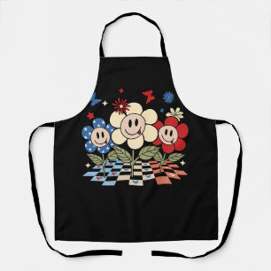 Flower Smiley Face Flag Fourth 4th Of July Indepen Apron