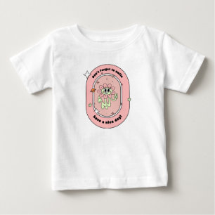 Flower Smiling Planets Stars Peach Baby T-Shirt