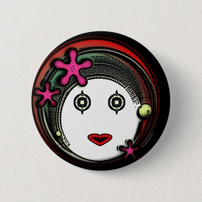 Flower Space GIrl 2 Inch Round Button (Front)