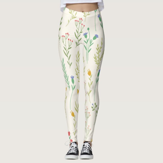 Flower Spring Blooming Floral Leggings (Front)