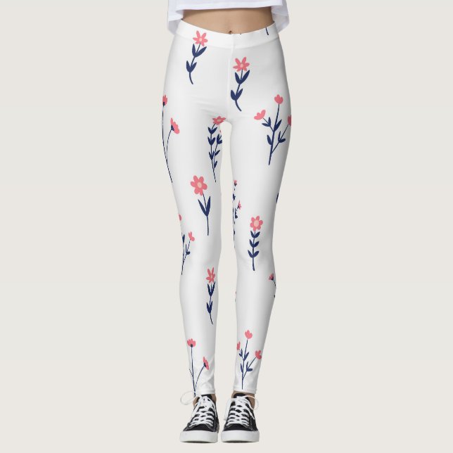 Flower Spring Blooming Floral Leggings (Front)