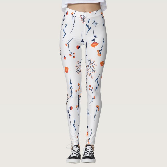 Flower Spring Blooming Floral Leggings (Front)