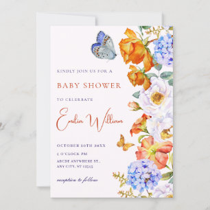Flower spring garden butterfly baby shower invitation