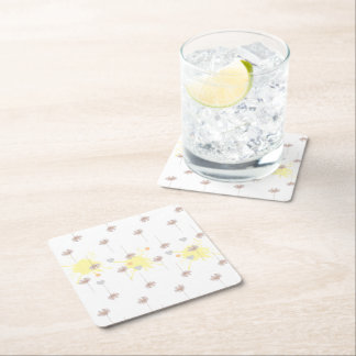 flower  square paper coaster