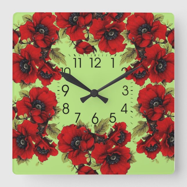 Flower Square Wall Clock (Front)