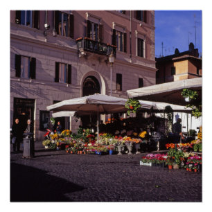 Flower stall market Rome Poster