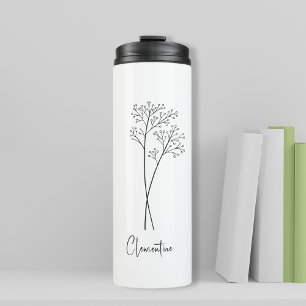 Flower stem, black script typography thermal tumbler