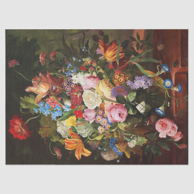 Flower Still Life Of Roses Tulips And Carnation Tissue Paper (Front)