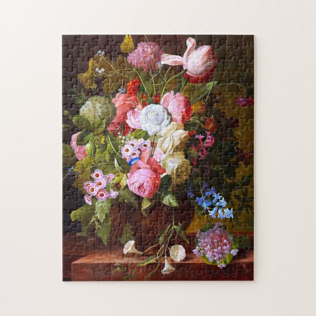Flower Still Life Of Roses,Tulips And Hyacinths Jigsaw Puzzle (Vertical)