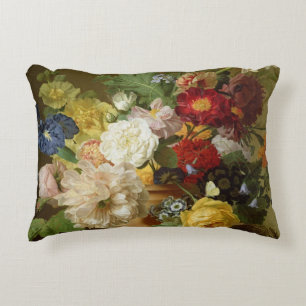 Flower Still Life on a marble ledge, 1800-01 Accent Pillow