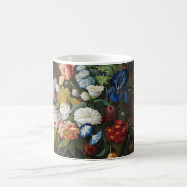 Flower Still Life with Bird's Nest Severin Roesen Coffee Mug (Center)