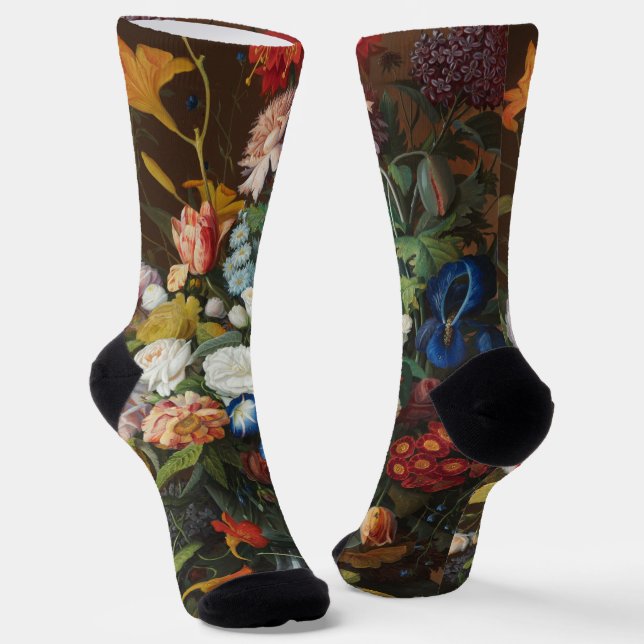 Flower Still Life with Bird's Nest Severin Roesen Socks (Angled)