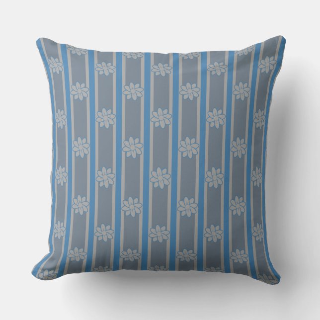 Flower Striped Throw Pillow (Front)