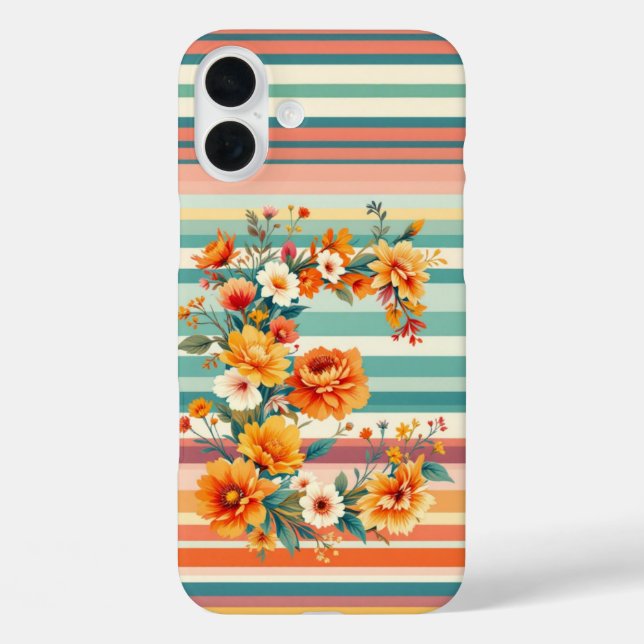 Flower Stripes Retro (E) Case-Mate iPhone Case (Back)