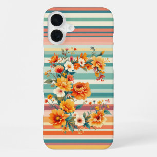 Flower Stripes Retro (E) iPhone 16 Plus Case