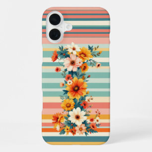Flower Stripes Retro (I) iPhone 16 Plus Case