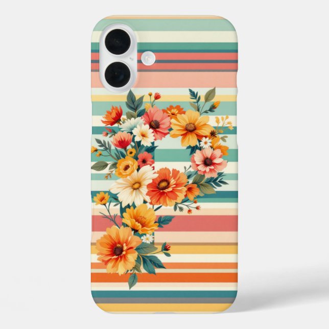 Flower Stripes Retro (P) Case-Mate iPhone Case (Back)