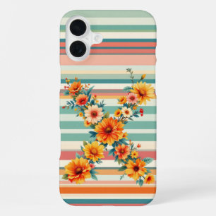 Flower Stripes Retro (X) iPhone 16 Plus Case