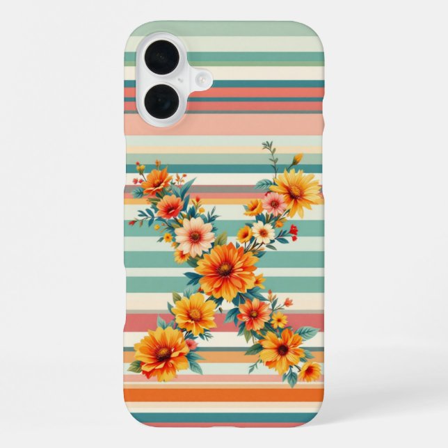 Flower Stripes Retro (X) iPhone Case (Back)
