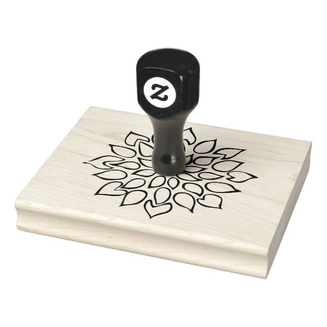 Flower, Succulent Drawing, 4" x 5" Rubber Stamp (Stamp)