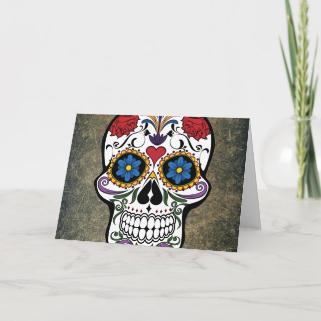 Flower Sugar Skull Card (Front)