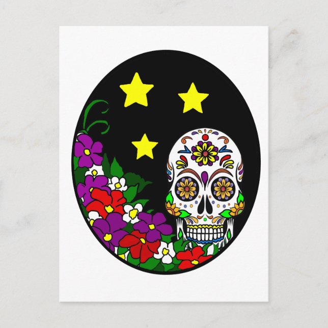 Flower Sugar Skull Postcard (Front)
