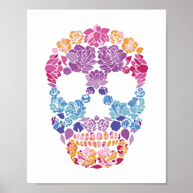 Flower Sugar Skull Print (Front)