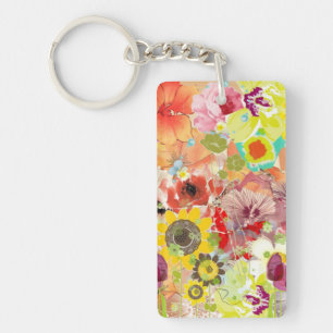 Flower Summer Yellow green Acrylic Keychain