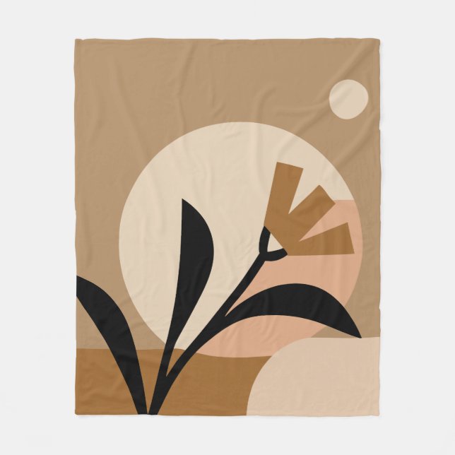 Flower Sun Boho Fleece Blanket (Front)