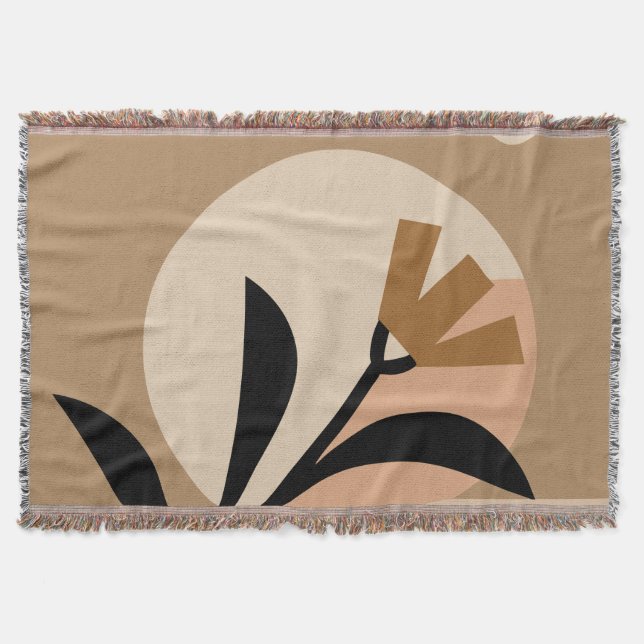Flower Sun Boho Throw Blanket (Front)