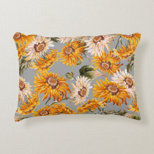Flower sunflowers spring beautiful seamless patter accent pillow