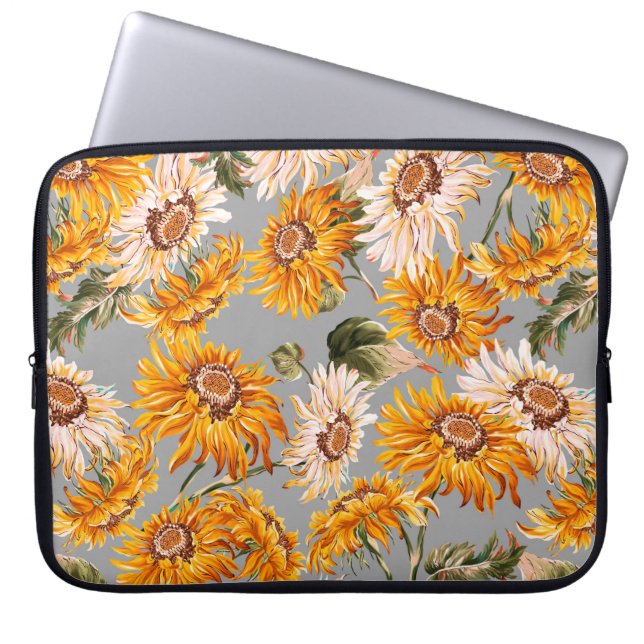 Flower sunflowers spring beautiful seamless patter laptop sleeve (Front)