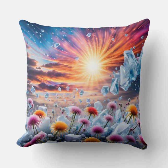 Flower Sunset Throw Pillow (Front)
