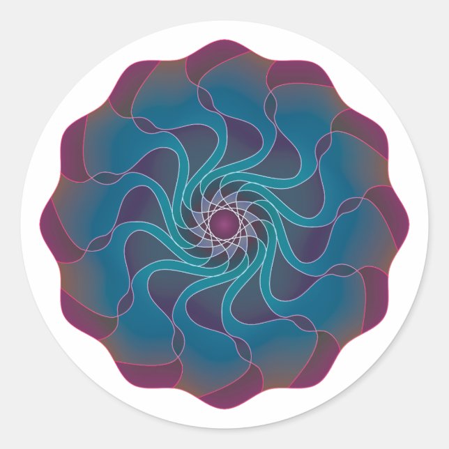 Flower Swirl Classic Round Sticker (Front)