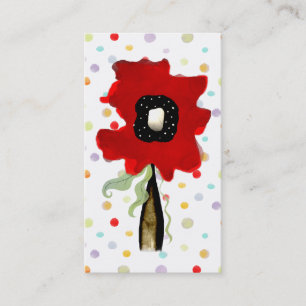 Flower swirls ribbon lines red pink business card