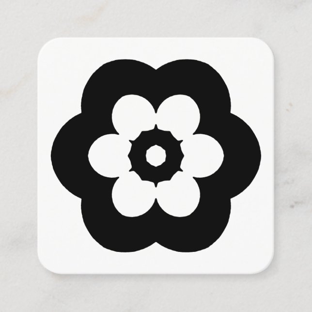 Flower Symbol - Black on White Square Business Card (Front)
