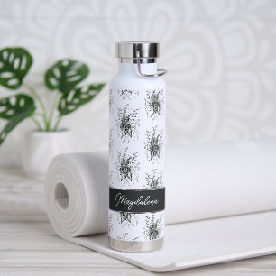 Flower Tangle Art, drawn - Water Bottle