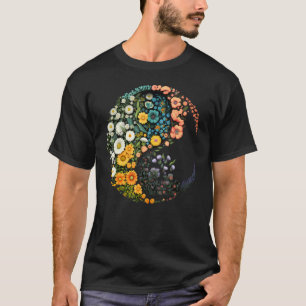 Flower Taoism Yin Yang Symbol on Zen Taijitu Yin Y T-Shirt