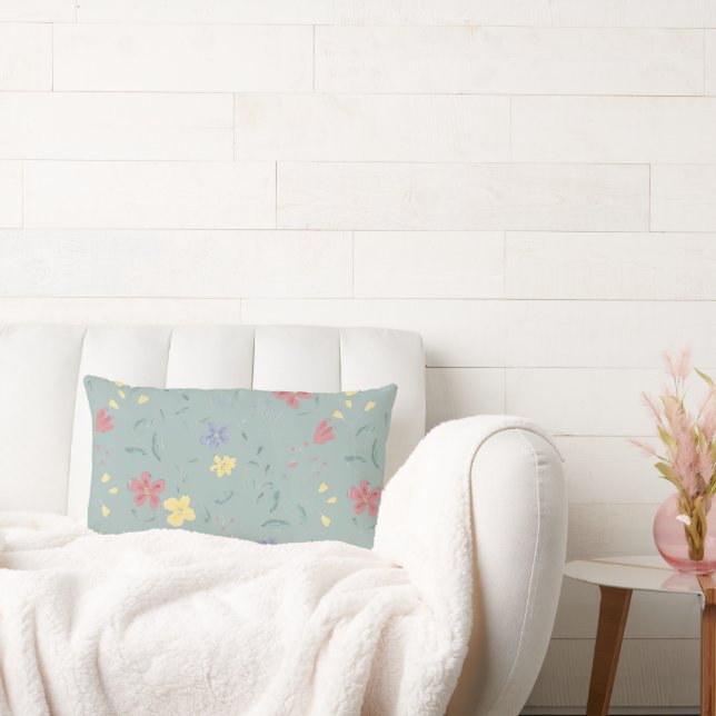  Flower Throw Pillow, Lumbar Pillow 13" x 21" (Couch)