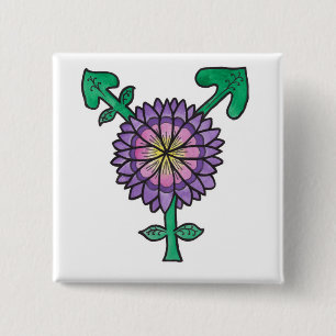 Flower Transgender Symbol 2 Inch Square Button