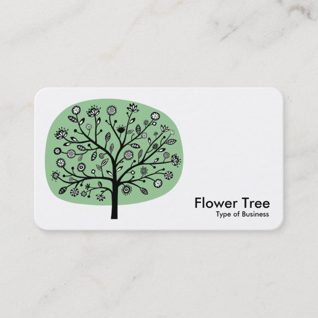 Flower Tree - Faded Green Business Card (Front)